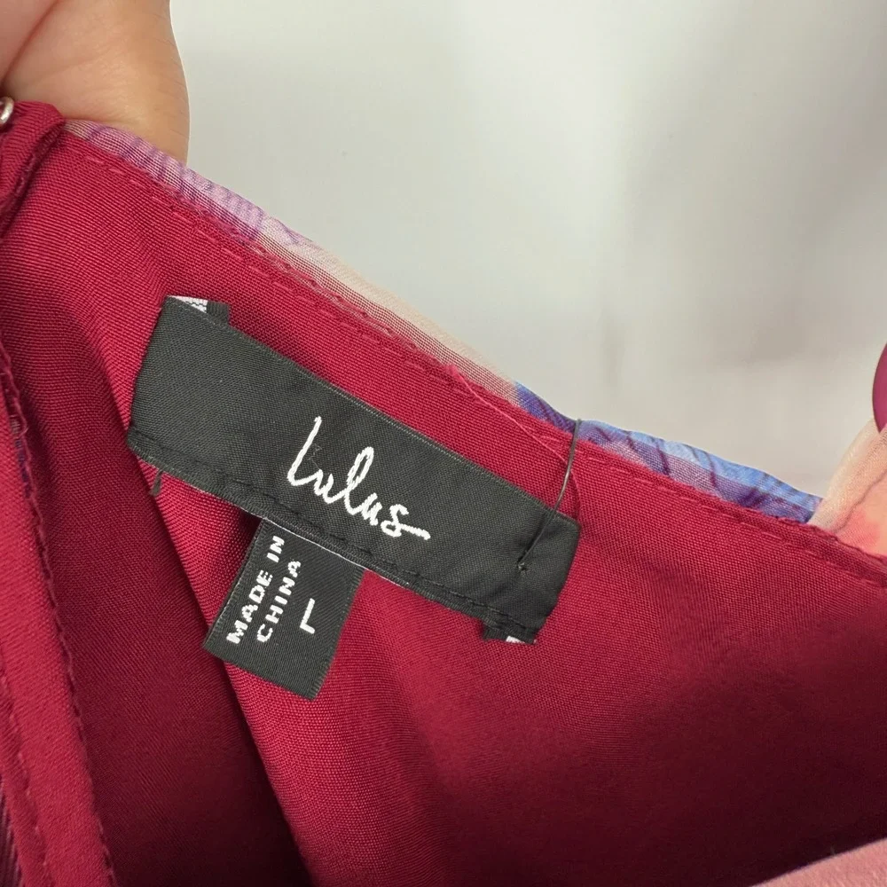 Lulus Delightful Look Magenta Floral Print Bustier‎ Midi Skater Dress Size L - Picture 7 of 14